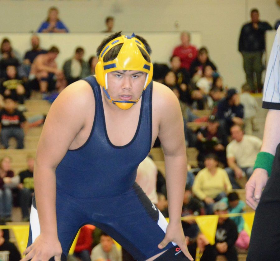 Galena wrestler Anthony Sam, shown here at the 2014 state championships in Anchorage.