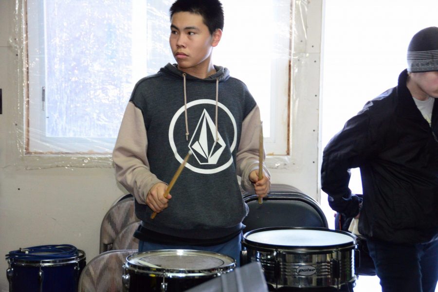 GILA student Calvin Moore practices on the drums in preparation for last years RIFF@N*HOOK festival.
