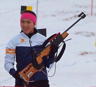 Carolyn Sam at the Arctic Winter Games. Photo courtesy Connie Moos.