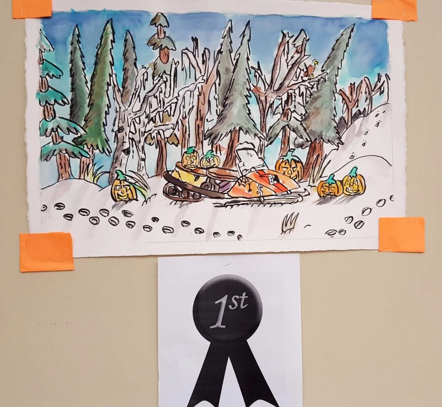 Lucas Encheniques first place painting at the Halloween Art Contest at the Two Seasons dining hall.